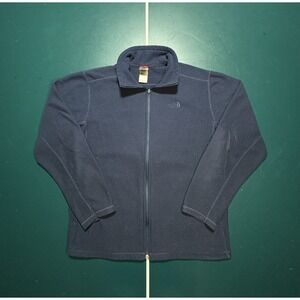 The North Face Waffle Knit Full Zip Jacket Men's Large Navy‎ Blue Fleece